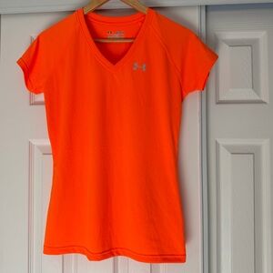 Under Armour Women's V-Neck Short Sleeve Top - Bright Orange Women’s 
Size XS